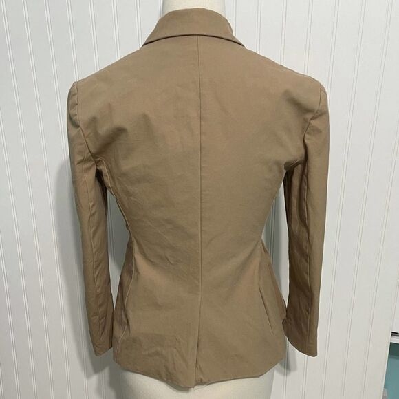 Women's Theory Braneve Approach Peplum Blazer Tan Size 8 Two Buttons Career Work - Picture 5 of 10